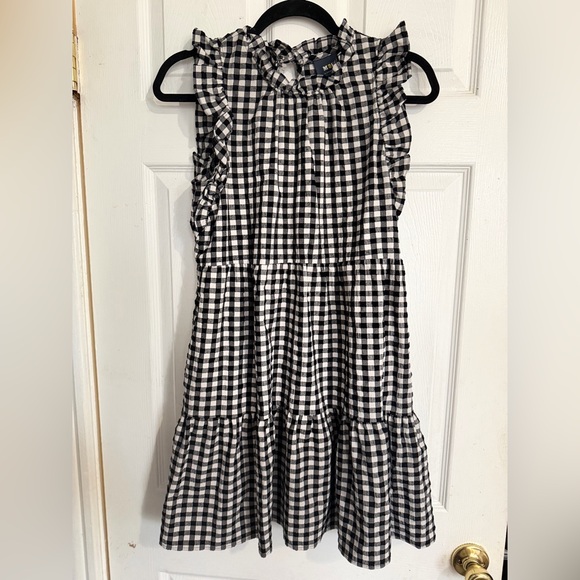 Anthropologie Black and White Gingham Mini Dress - Picture 1 of 11